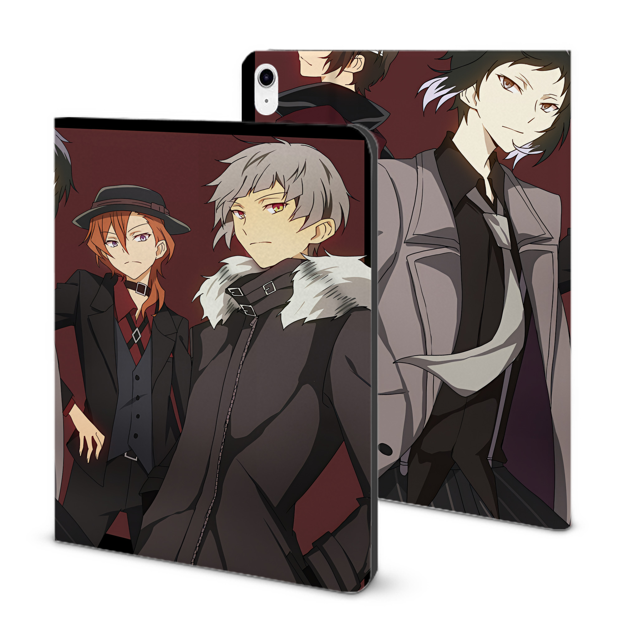 （画像用） 文豪ストレイドッグス Bungo Stray Dogs IPad ケース ブック型 PUレザー TPU 耐衝撃 軽量 薄型 ペン収納なし 全面保護 IPad 各モデル対応
